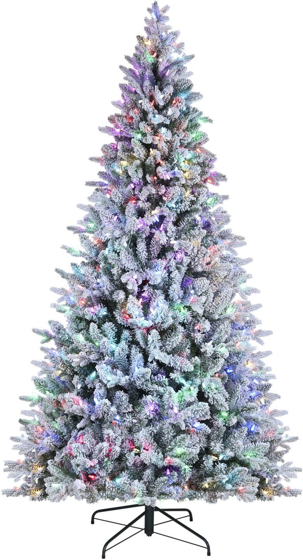 flocked prelit tree
