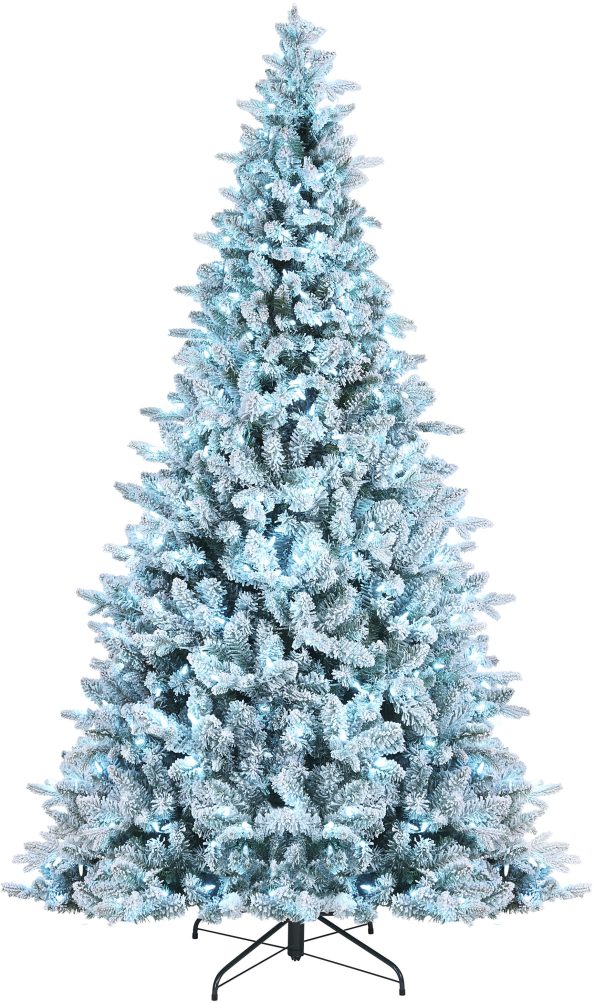 Alexa Enabled flocked prelit tree Artificial Christmas Tree