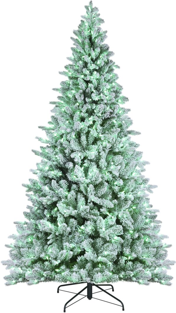 Alexa Enabled flocked prelit tree Artificial Christmas Tree
